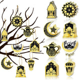Maxbell 8 Pieces Eid Pendant Ornaments Ramadan Hanging Pendant for Bedroom Home Door Black and Gold