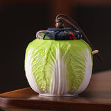 Maxbell Ceramic Tea Jar Cabbage Tea Can Organizer Tea Tin for Nuts Tea Leaves Coffee