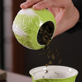 Maxbell Ceramic Tea Jar Cabbage Tea Can Organizer Tea Tin for Nuts Tea Leaves Coffee