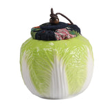 Maxbell Ceramic Tea Jar Cabbage Tea Can Organizer Tea Tin for Nuts Tea Leaves Coffee