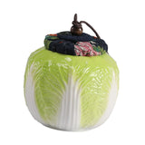 Maxbell Ceramic Tea Jar Cabbage Tea Can Organizer Tea Tin for Nuts Tea Leaves Coffee