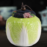 Maxbell Ceramic Tea Jar Cabbage Tea Can Organizer Tea Tin for Nuts Tea Leaves Coffee