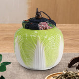 Maxbell Ceramic Tea Jar Cabbage Tea Can Organizer Tea Tin for Nuts Tea Leaves Coffee