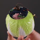 Maxbell Ceramic Tea Jar Cabbage Tea Can Organizer Tea Tin for Nuts Tea Leaves Coffee