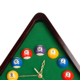 Maxbell Billiards Pool Ball Triangle Wood Wall Clock Battery Powered for Living Room