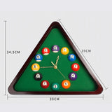 Maxbell Billiards Pool Ball Triangle Wood Wall Clock Battery Powered for Living Room