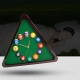Maxbell Billiards Pool Ball Triangle Wood Wall Clock Battery Powered for Living Room