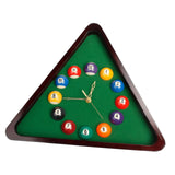Maxbell Billiards Pool Ball Triangle Wood Wall Clock Battery Powered for Living Room