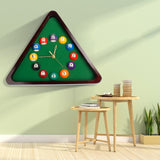 Maxbell Billiards Pool Ball Triangle Wood Wall Clock Battery Powered for Living Room