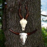 Maxbell Skull Animal Head Wall Sculpture Faux Animal Skull Wall Sculpture for Office Bull and Sheep