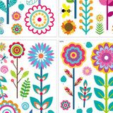 Maxbell 9 Sheets Colorful Flowers Window Clings Stickers Reusable for Shopping Malls