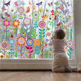 Maxbell 9 Sheets Colorful Flowers Window Clings Stickers Reusable for Shopping Malls
