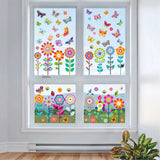Maxbell 9 Sheets Colorful Flowers Window Clings Stickers Reusable for Shopping Malls