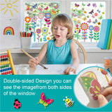 Maxbell 9 Sheets Colorful Flowers Window Clings Stickers Reusable for Shopping Malls