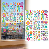 Maxbell 9 Sheets Colorful Flowers Window Clings Stickers Reusable for Shopping Malls