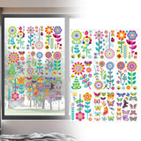 Maxbell 9 Sheets Colorful Flowers Window Clings Stickers Reusable for Shopping Malls