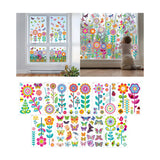 Maxbell 9 Sheets Colorful Flowers Window Clings Stickers Reusable for Shopping Malls