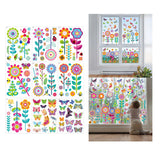 Maxbell 9 Sheets Colorful Flowers Window Clings Stickers Reusable for Shopping Malls