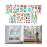 Maxbell 9 Sheets Colorful Flowers Window Clings Stickers Reusable for Shopping Malls