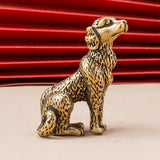 Maxbell Brass Dog Figurine Collectible Dog Ornament for Office Bookshelf Living Room