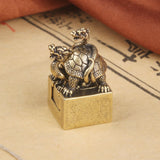 Maxbell Xuanwu Statue Seal Brass Art Crafts Small Sculpture for Office Desk New Year