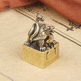 Maxbell Xuanwu Statue Seal Brass Art Crafts Small Sculpture for Office Desk New Year