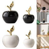 Maxbell Ceramic Apples Figurine Tabletop Apples Statue for Office Living Room Entryway Large Black