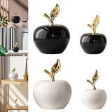 Maxbell Ceramic Apples Figurine Tabletop Apples Statue for Office Living Room Entryway Large Black