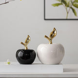 Maxbell Ceramic Apples Figurine Tabletop Apples Statue for Office Living Room Entryway Large Black