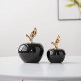Maxbell Ceramic Apples Figurine Tabletop Apples Statue for Office Living Room Entryway Large Black