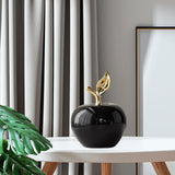 Maxbell Ceramic Apples Figurine Tabletop Apples Statue for Office Living Room Entryway Large Black