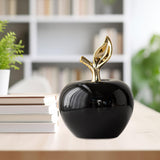 Maxbell Ceramic Apples Figurine Tabletop Apples Statue for Office Living Room Entryway Large Black