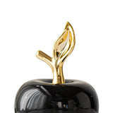 Maxbell Ceramic Apples Figurine Tabletop Apples Statue for Office Living Room Entryway Small Black