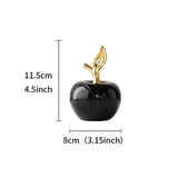 Maxbell Ceramic Apples Figurine Tabletop Apples Statue for Office Living Room Entryway Small Black