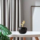 Maxbell Ceramic Apples Figurine Tabletop Apples Statue for Office Living Room Entryway Small Black