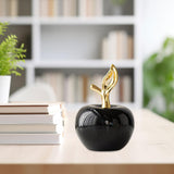 Maxbell Ceramic Apples Figurine Tabletop Apples Statue for Office Living Room Entryway Small Black