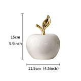 Maxbell Ceramic Apples Figurine Tabletop Apples Statue for Office Living Room Entryway Large White