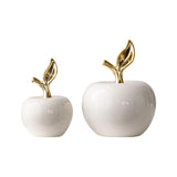 Maxbell Ceramic Apples Figurine Tabletop Apples Statue for Office Living Room Entryway Large White