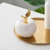 Maxbell Ceramic Apples Figurine Tabletop Apples Statue for Office Living Room Entryway Large White