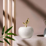 Maxbell Ceramic Apples Figurine Tabletop Apples Statue for Office Living Room Entryway Large White