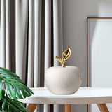 Maxbell Ceramic Apples Figurine Tabletop Apples Statue for Office Living Room Entryway Large White