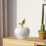 Maxbell Ceramic Apples Figurine Tabletop Apples Statue for Office Living Room Entryway Large White