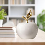 Maxbell Ceramic Apples Figurine Tabletop Apples Statue for Office Living Room Entryway Large White