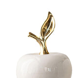 Maxbell Ceramic Apples Figurine Tabletop Apples Statue for Office Living Room Entryway Small White