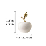 Maxbell Ceramic Apples Figurine Tabletop Apples Statue for Office Living Room Entryway Small White
