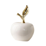 Maxbell Ceramic Apples Figurine Tabletop Apples Statue for Office Living Room Entryway Small White