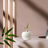 Maxbell Ceramic Apples Figurine Tabletop Apples Statue for Office Living Room Entryway Small White