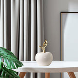 Maxbell Ceramic Apples Figurine Tabletop Apples Statue for Office Living Room Entryway Small White