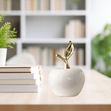 Maxbell Ceramic Apples Figurine Tabletop Apples Statue for Office Living Room Entryway Small White