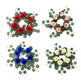 Maxbell Candle Ring Wreath Artificial Rose Candle Ring for Dinner Restaurant Holiday Red